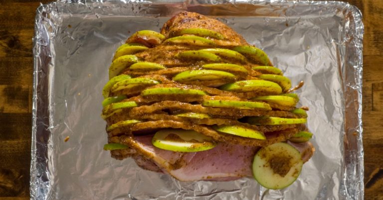 Apple Slice-Stuffed Honey Mustard Ham