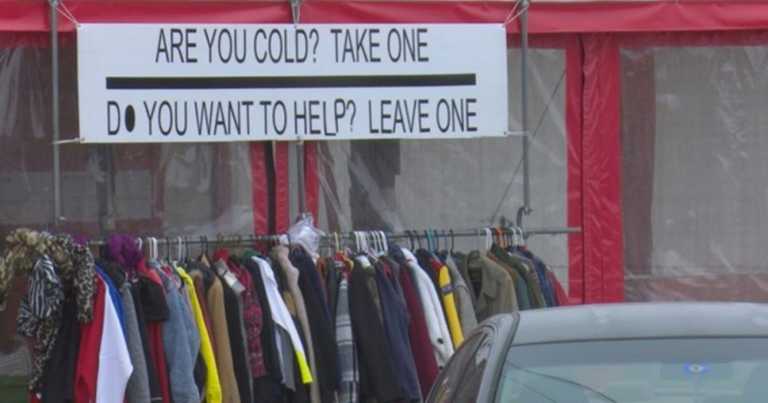 Taco Shop Owner Notices Homeless People Shivering In The Parking Lot, Sets Up Free Coat Rack