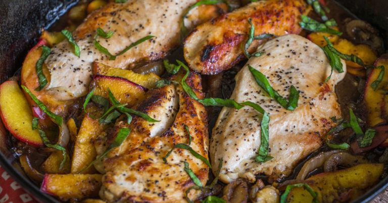 20-Minute Balsamic Peach Chicken Skillet