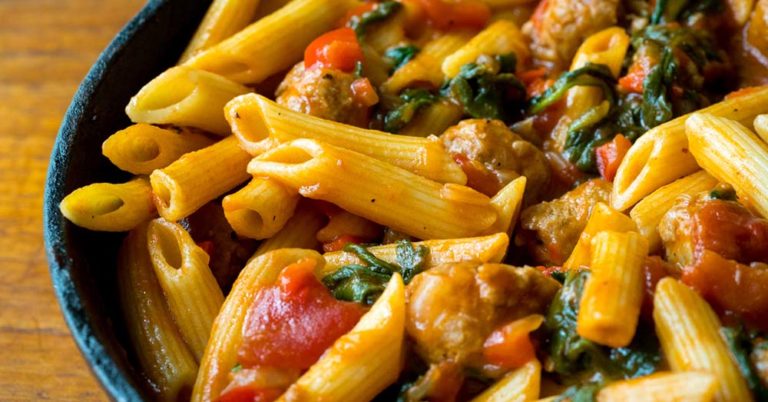 One Pot Sausage & Arugula Pasta