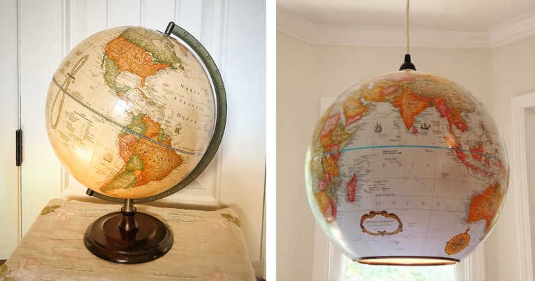 People Are Turning Vintage Globes Into Amazing Pendant Lights