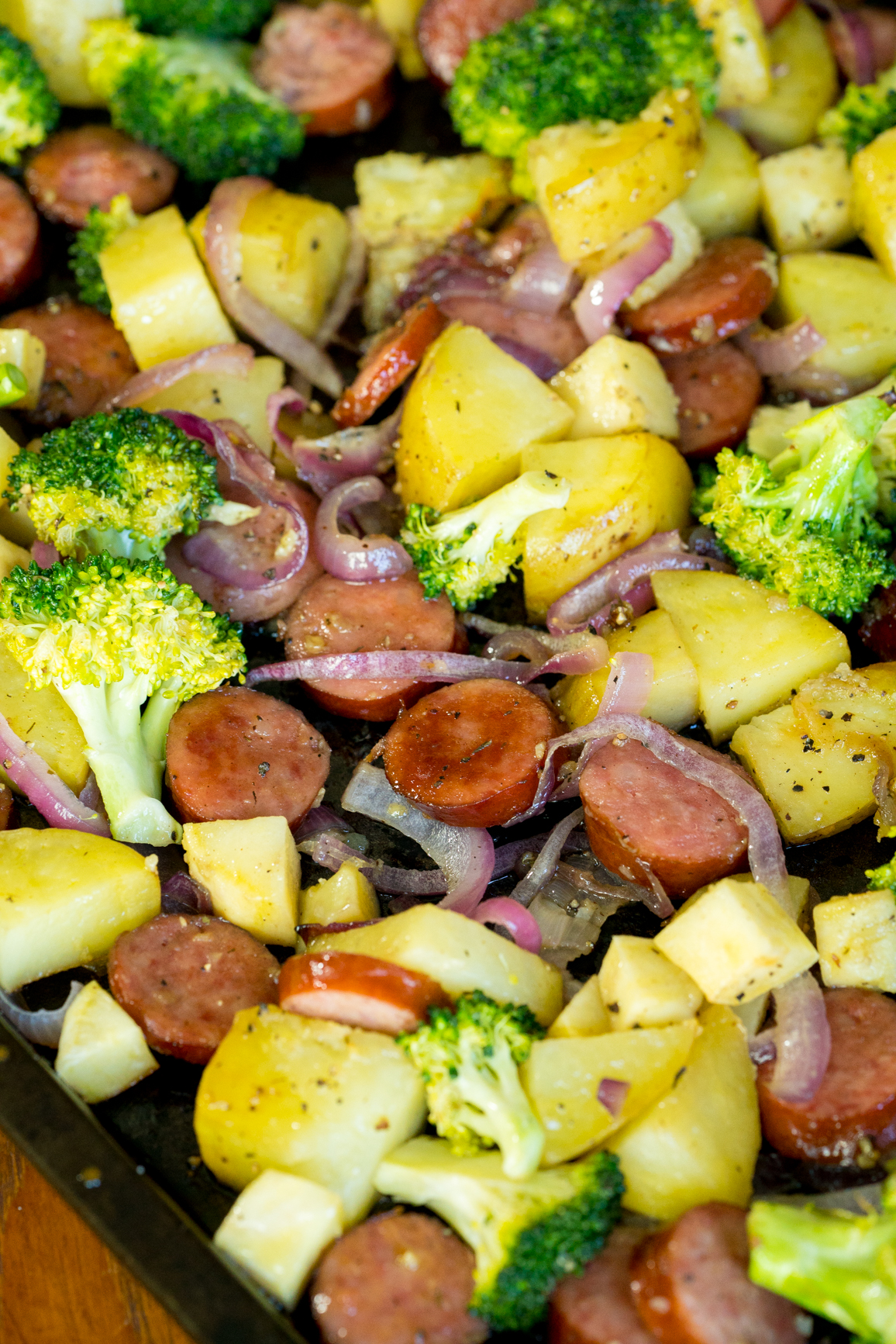 Sheet Pan Honey Garlic Kielbasa Recipe - Oh Sweet Basil