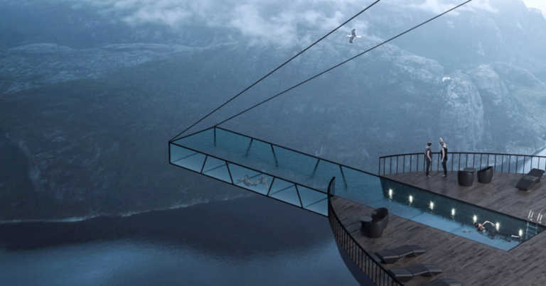 This Hotel In Norway Has A Glass-Bottom Pool That Hovers 2,000 Feet Above The Fjords