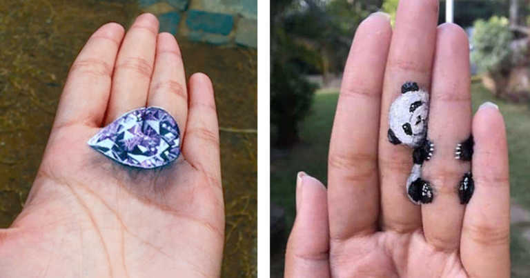 Artist Paints 3D Illusions On Her Own Hand