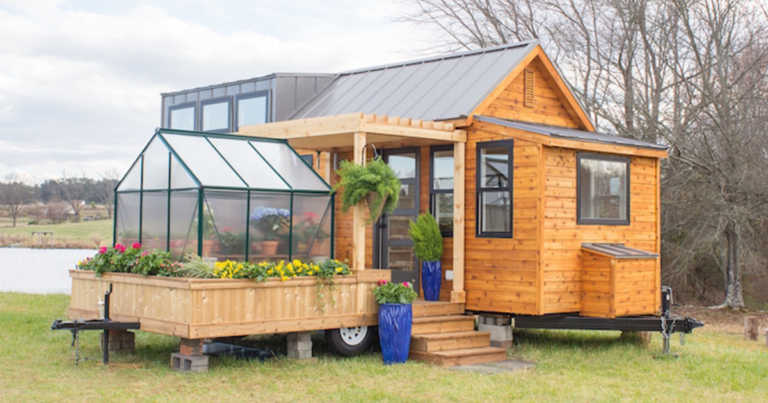 Mobile Tiny House Comes With Its Own Detachable Green House And Porch