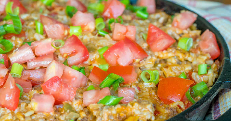 Weeknight Cheesy Taco Rice Skillet