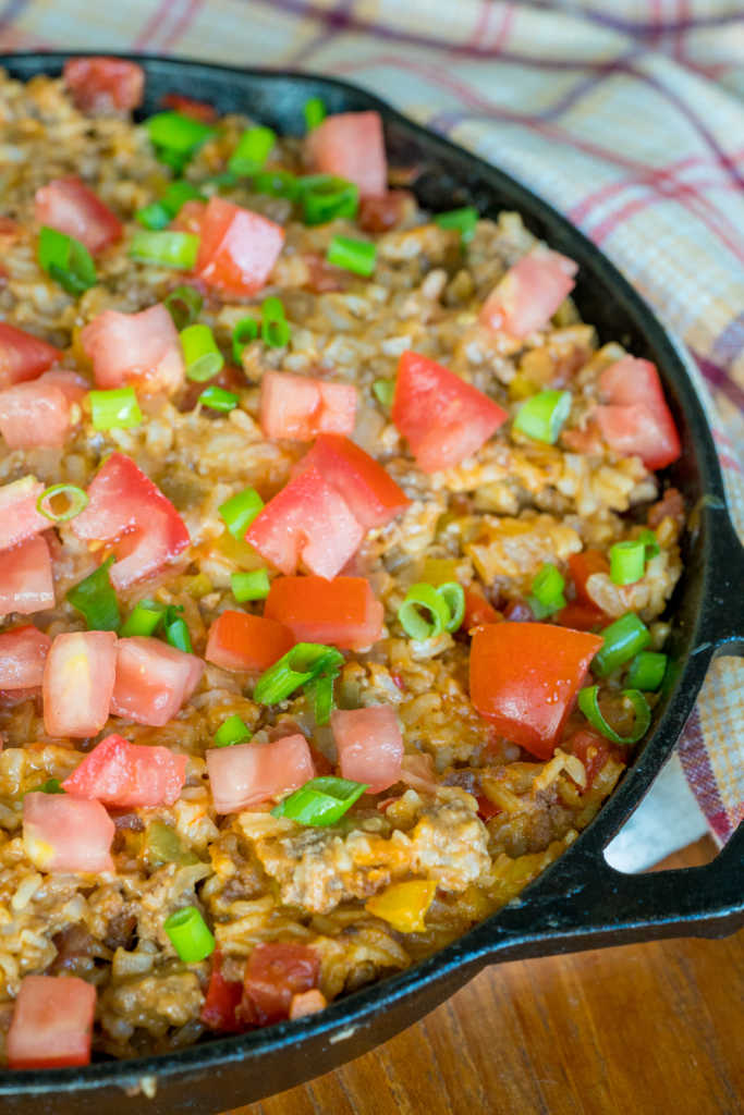 Weeknight Cheesy Taco Rice Skillet | 12 Tomatoes