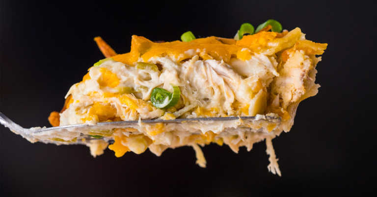 Creamy Green Chile Chicken Tortilla Casserole