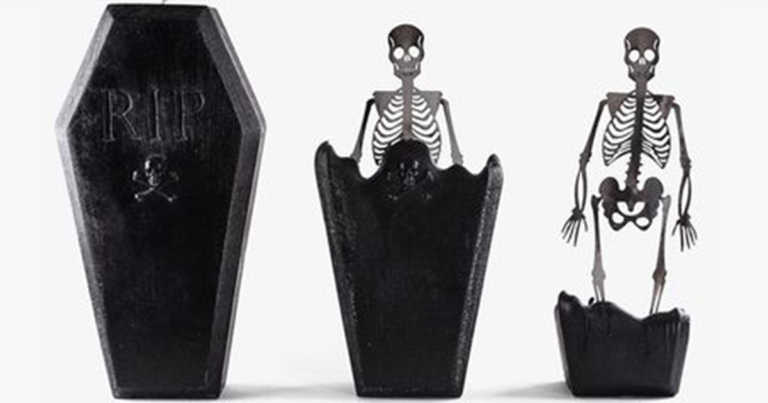 Halloween Coffin Candle Melts To Reveal A Creepy Skeleton