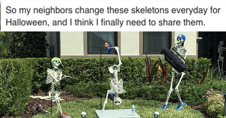 Mom Creates Hysterical Daily Skeleton Scenes Every Day For Halloween