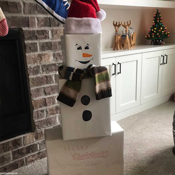 snowman made out of boxes