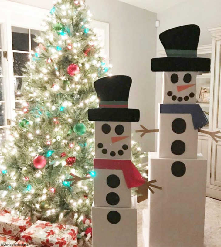 snowman made out of boxes