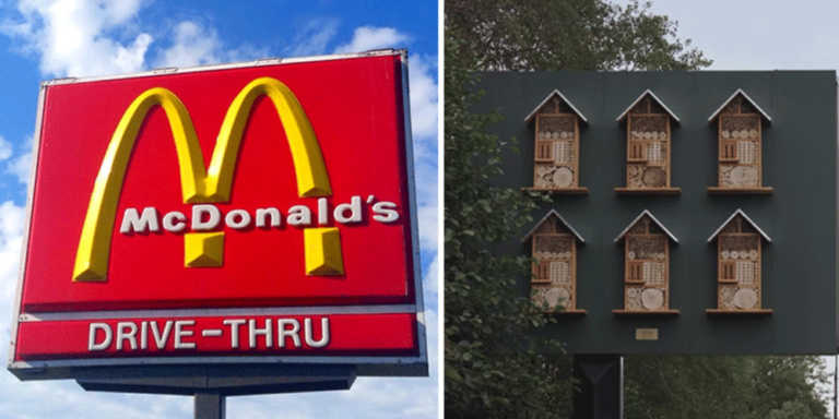 McDonald’s Turns Roadside Billboards Into Tiny Hotels To Save Honey Bees In Sweden.