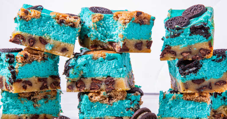 Cookie Monster Cheesecake Bars
