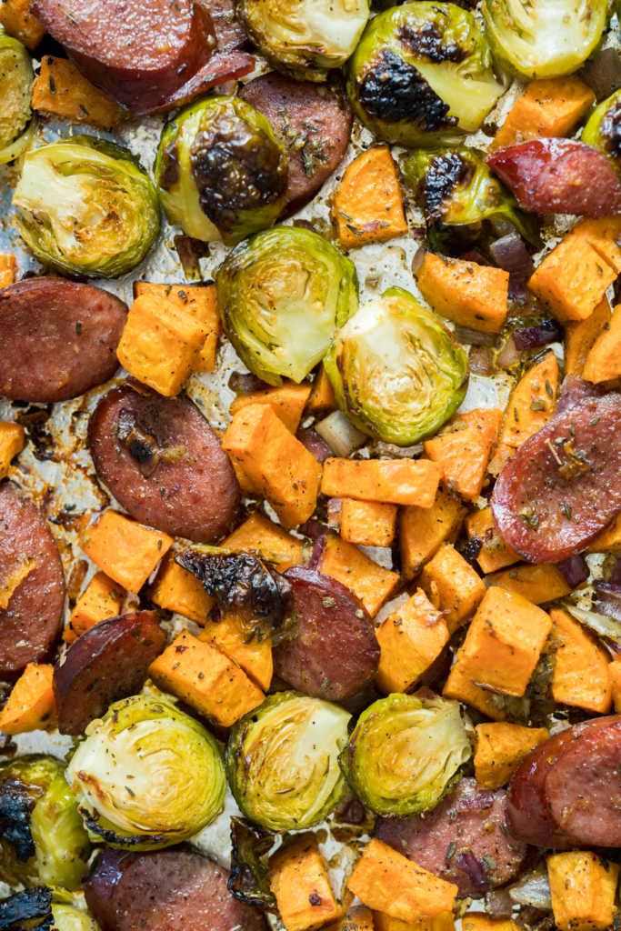 Autumn Sausage Veggie and Apple Sheet Pan Dinner - Cooking Classy