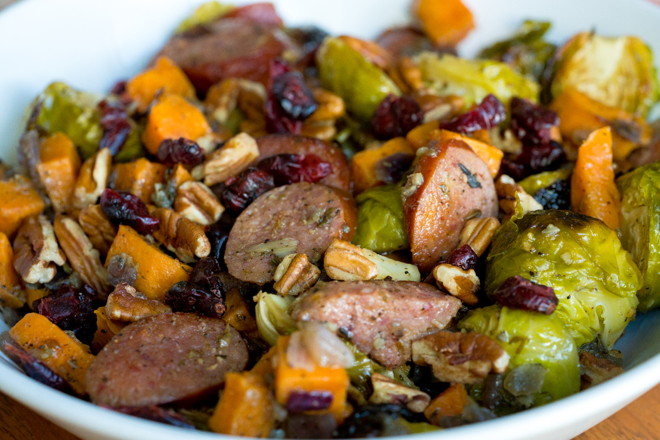 Autumn Sausage Veggie and Apple Sheet Pan Dinner - Cooking Classy