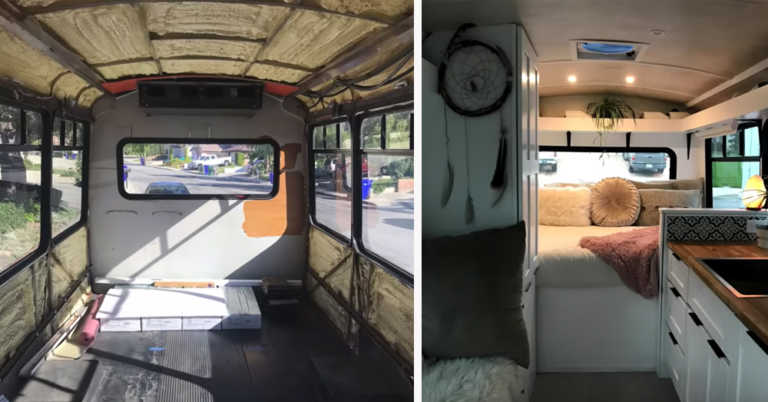 Watch This Bus Get Transformed Into An Adorable Tiny Home!