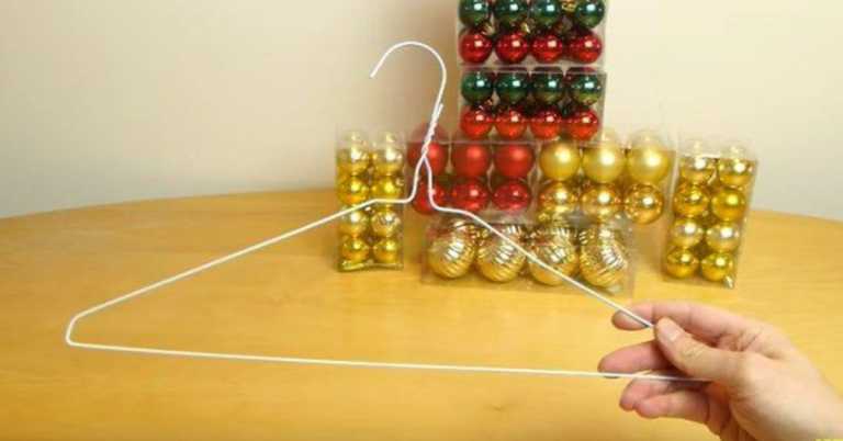 How To Make A Wreath Out Of Old Ornaments And A Wire Hanger