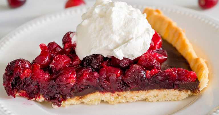 Candied Cranberry Chocolate Ganache Tart