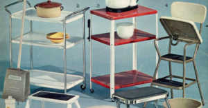 1963 Gold Bell stamp catalog showing metal kitchen step stool
