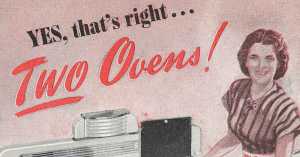late 1940s advertisement for a Monarch double-oven range