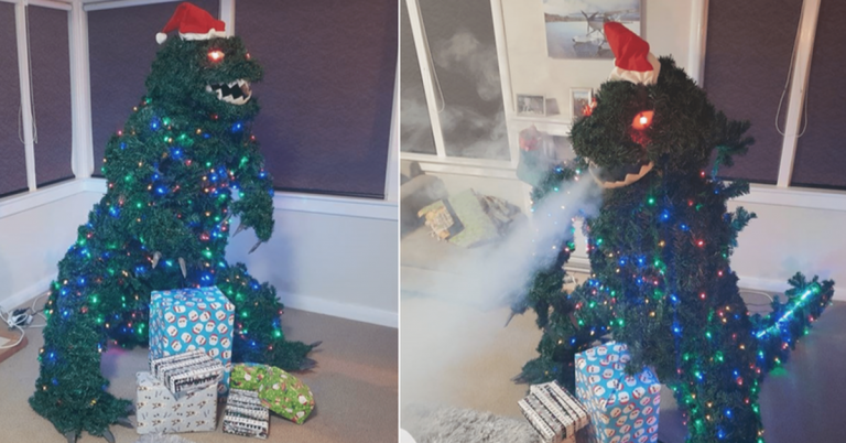 A Guy Created A Giant ‘Treezilla’ Christmas Tree That Breathes Smoke