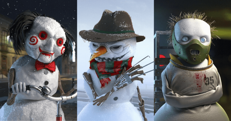 This Artist Turns Horror Icons Into Snowmen
