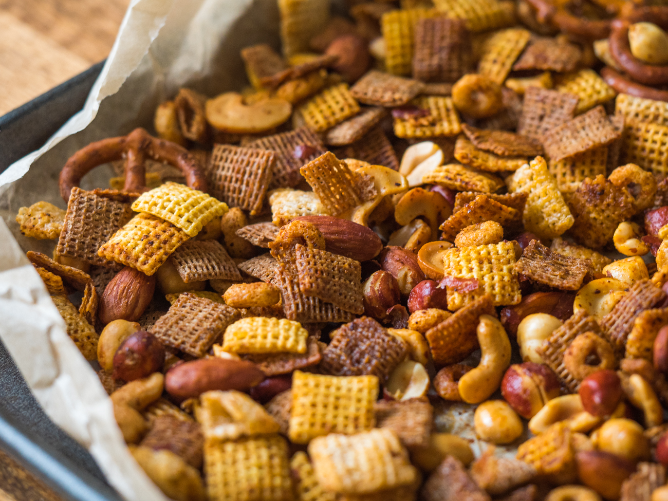 Homemade Texas Trash Spicy Chex Mix Recipe (Dairy Free)