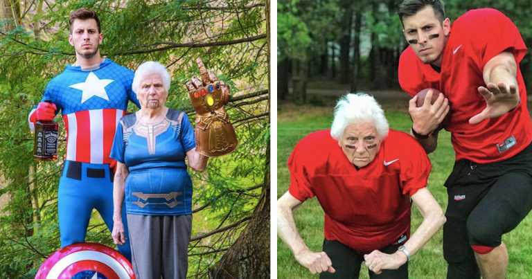 Grandmother And Her Grandson Dress In Hilarious Costumes And Take Photos Together