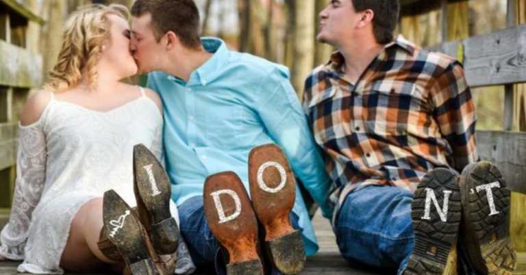 Newlyweds And ‘Third Wheel’ Go Viral For Their Hilarious Wedding Photos
