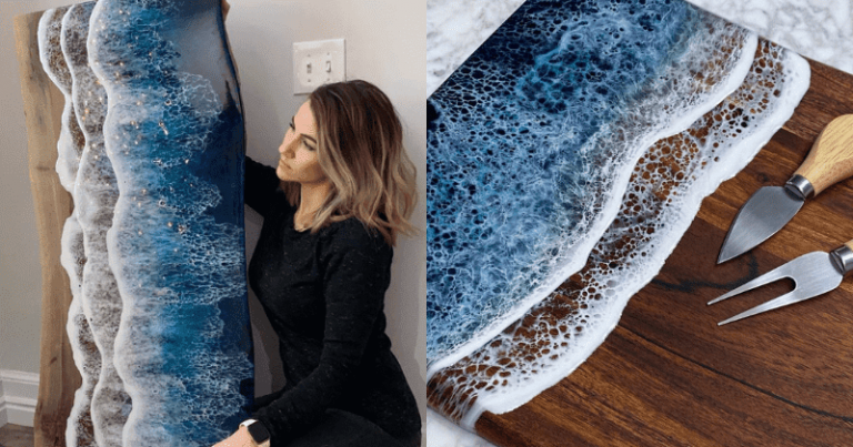 Artists Create Resin Tables That Look Like Waves Crashing On The Beach