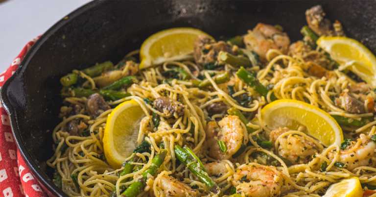 Shrimp & Asparagus Angel Hair Pasta