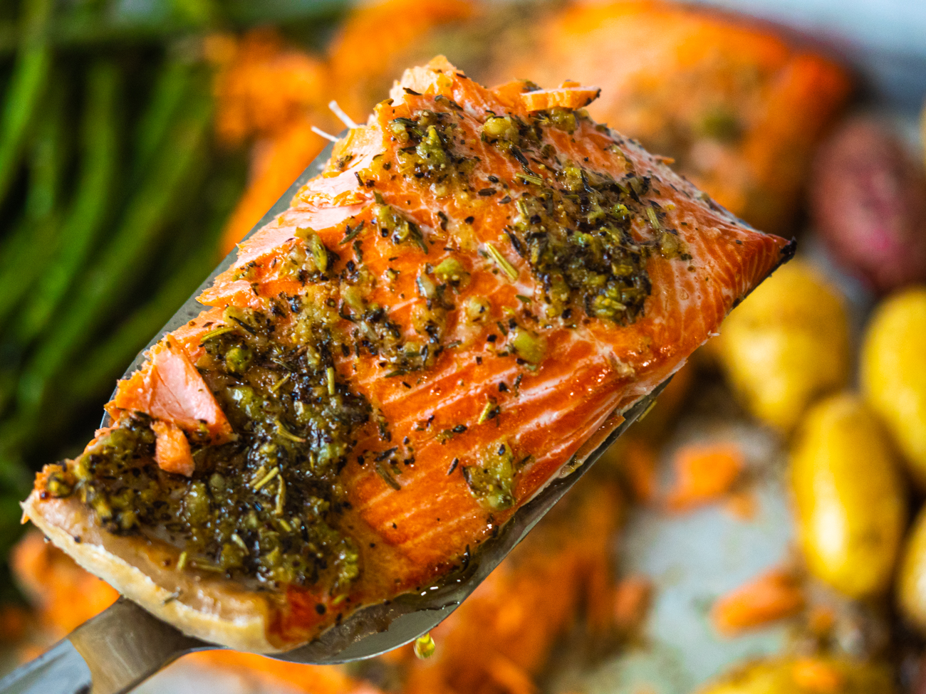 Garlic Butter Salmon Sheet Pan Dinner 12 Tomatoes