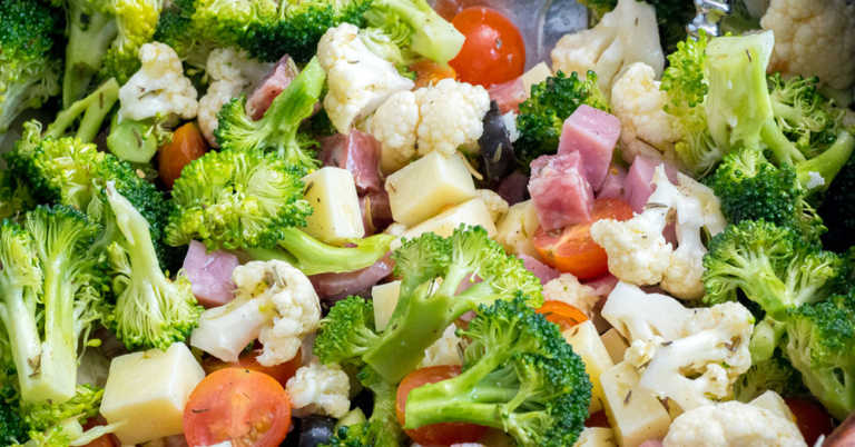 Broccoli Cauliflower Ham Salad