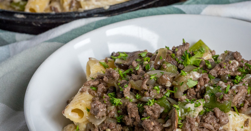 Philly Cheesesteak Pasta | 12 Tomatoes