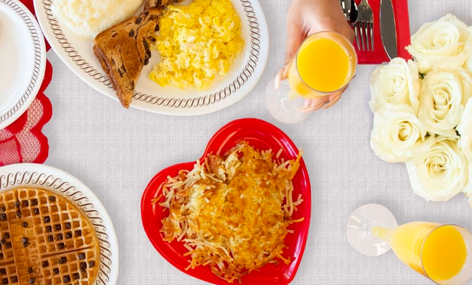 Treat Your Valentine’s Day Date With Rose Petals And White Tablecloths At Waffle House