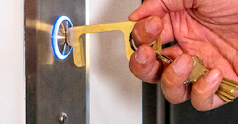 Brass ‘Hygiene Hand’ Tool Acts As A Substitute For Human Hands On Public Surfaces