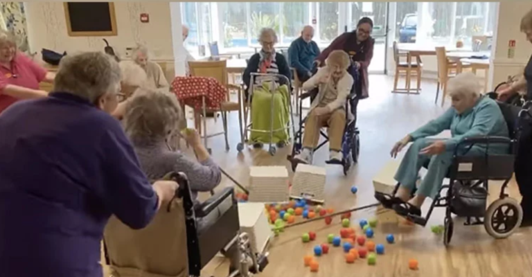 Nursing Home Keeps Residents Smiling With Hilarious Game Of Hungry Hippos.