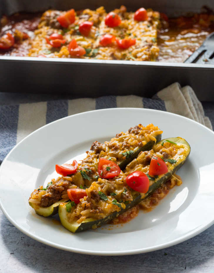 Taco Stuffed Zucchini Boats - 12 Tomatoes