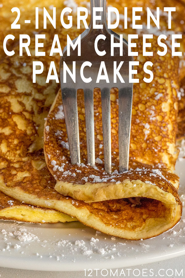 2-Ingredient Cream Cheese Pancakes - Barefeet in the Kitchen