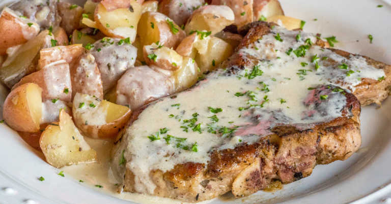 Slow Cooker Creamy Herb Pork Chops & Potatoes