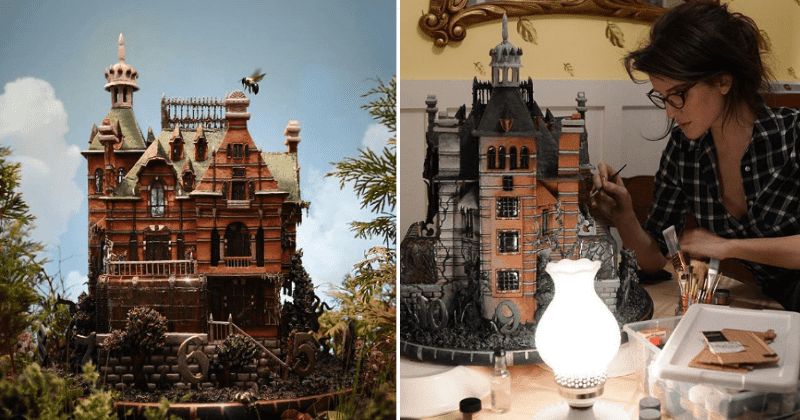 Artist Bakes A Detailed Tim Burton Style Gingerbread House 12