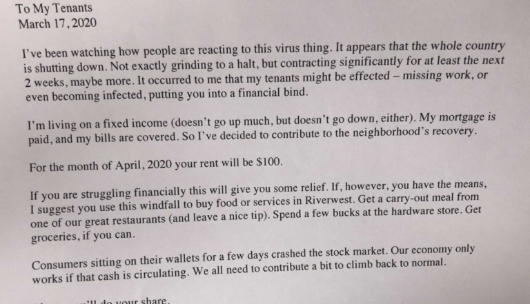 Landlord Decreases Rent To $100 During Coronavirus Pandemic