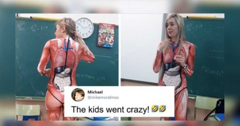 Clever Teacher Wears Full Bodysuit To Teach 3rd Grade Anatomy; Goes Viral For Her Fun Approach