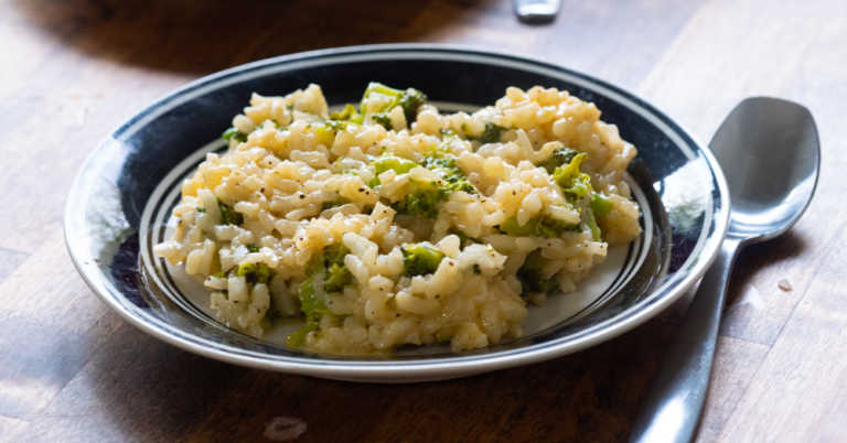 Broccoli Cheddar Baked Risotto