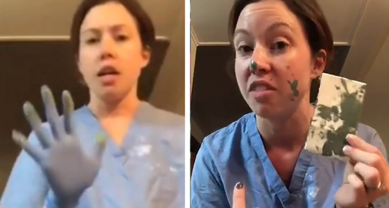 Nurse Uses Paint To Show How Fast Germs Can Spread At The Store, Even If You Wear Gloves