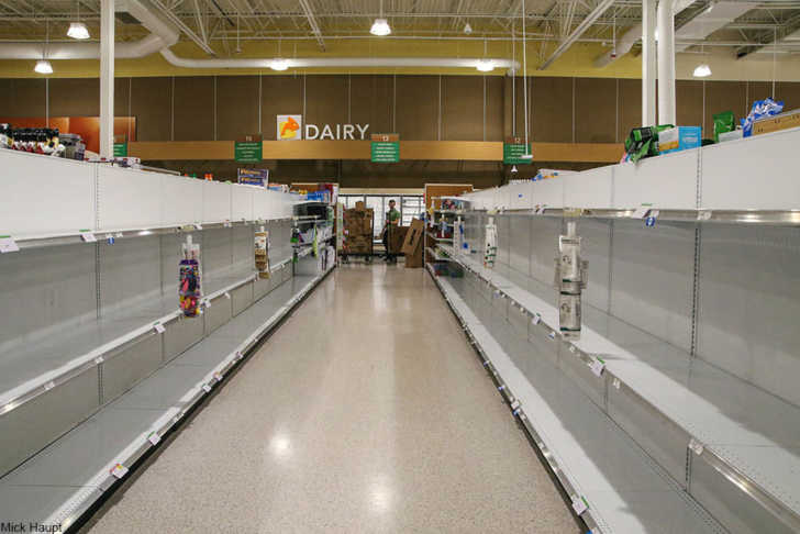 empty shelves at the grocery store