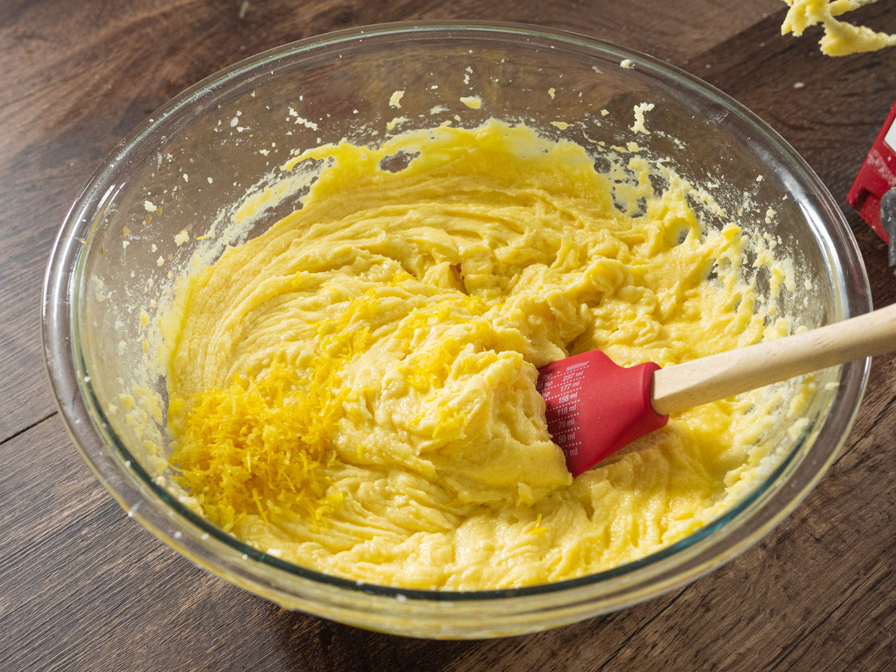 7-Up Pound Cake batter with lemon zest