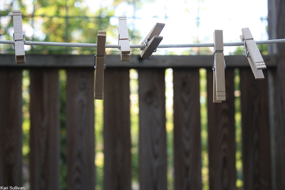 clothespins left outside on the line