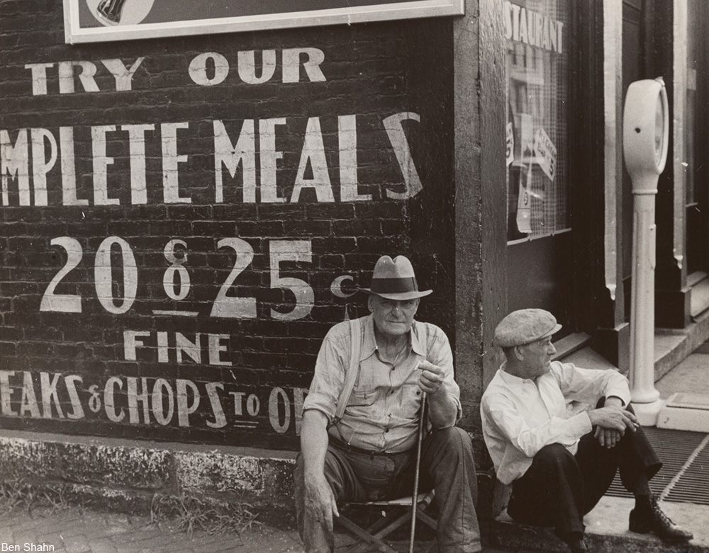 out of work men on the sidewalk, 1938